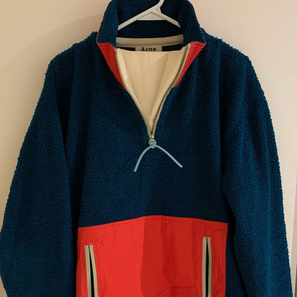 Acne Studios Faraz Teal Pullover Shirt Jacket
